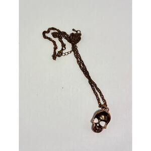 REDUCED! Bronze-tone Skull w/ Rhinestones Necklace